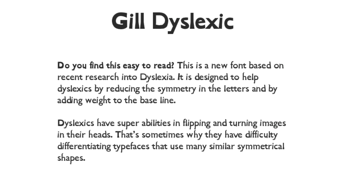 Gill Dyslexic Font